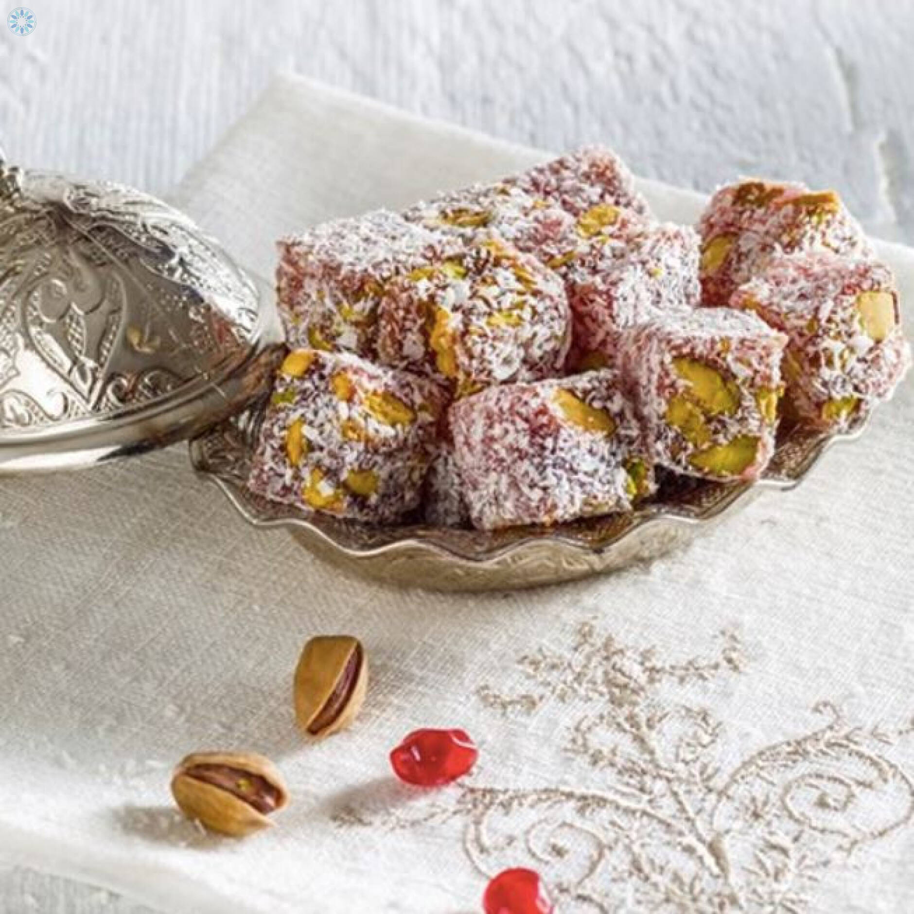 Halal Foods › Turkish Delights › Pomegranate Flavour Turkish Delight with Pistachio's 400g